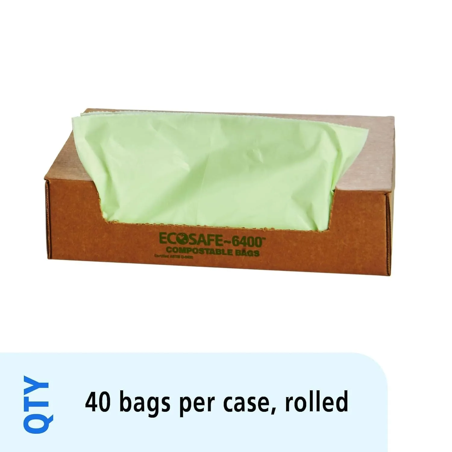 Stout by Envision Ecosafe-6400 Bags, 48 Gal, 0.85 Mil, 42" X 48", Green, 40/box