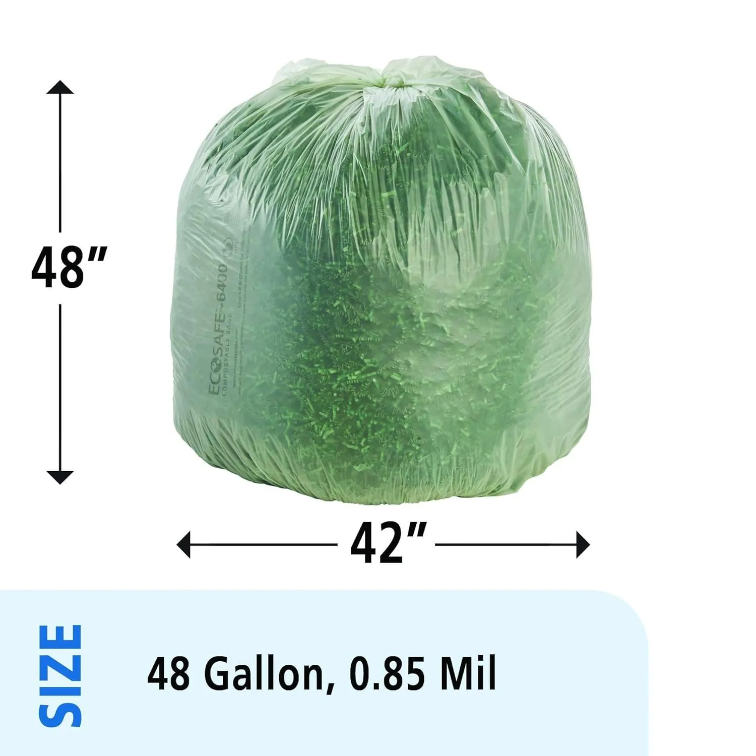 Stout by Envision Ecosafe-6400 Bags, 48 Gal, 0.85 Mil, 42" X 48", Green, 40/box