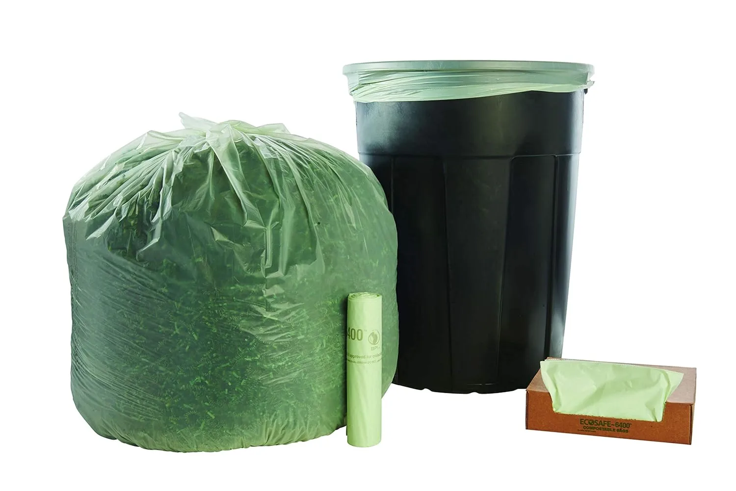 Stout by Envision Ecosafe-6400 Bags, 48 Gal, 0.85 Mil, 42" X 48", Green, 40/box