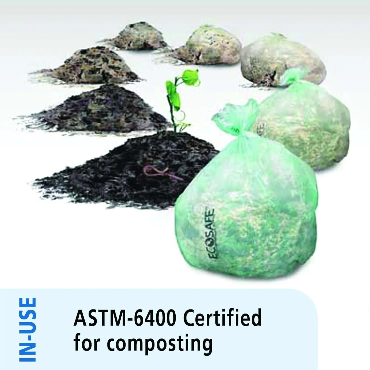 Stout by Envision Ecosafe-6400 Bags, 48 Gal, 0.85 Mil, 42" X 48", Green, 40/box