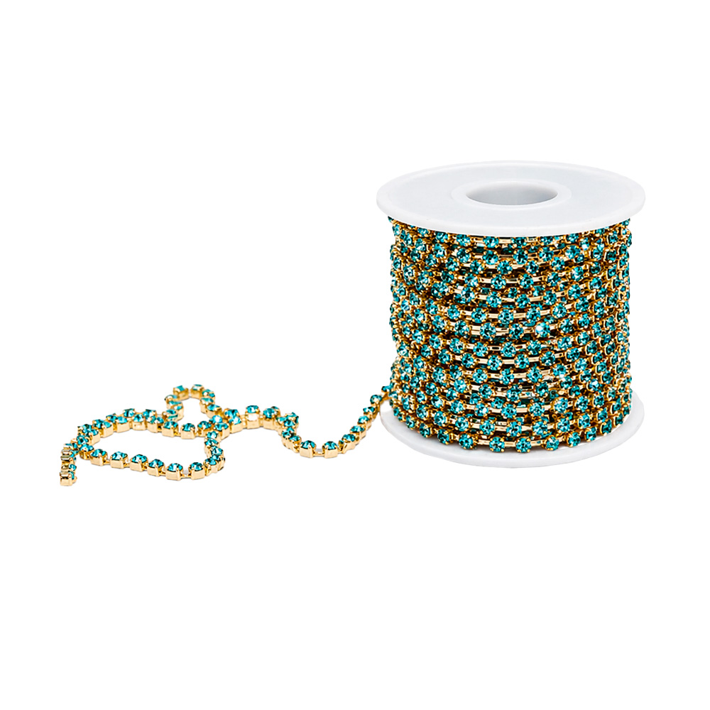 Strass Ss14 Dorado/Aguamarina #09 Rl*10Yd Rollo X 10 Yardas