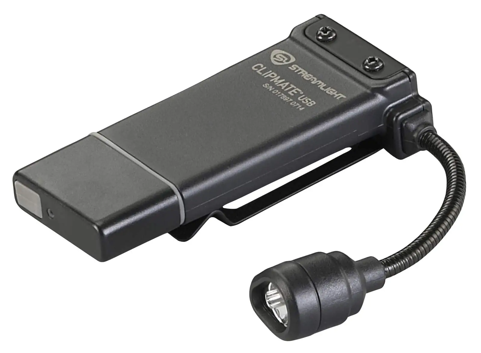 Streamlight 61125 ClipMate 70-Lumen USB Rechargeable Clip-On Light, with White and Red LEDs, Black Without AC Adapter