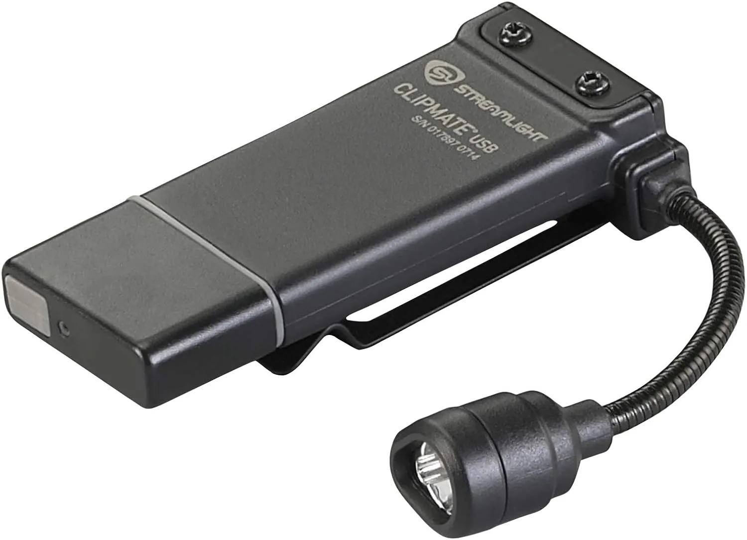 Streamlight 61125 ClipMate 70-Lumen USB Rechargeable Clip-On Light, with White and Red LEDs, Black Without AC Adapter