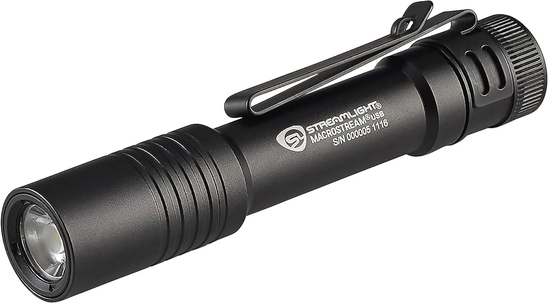 Streamlight 66320 MacroStream USB 500-Lumen 2000-Candela Rechargeable EDC Compact LED Flashlight with USB Cable, Black