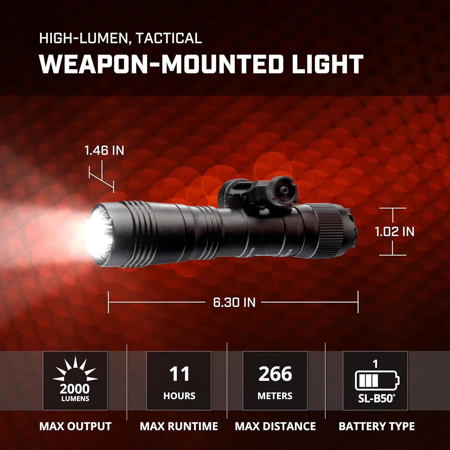 Streamlight 89009 ProTac 2.0 2000-Lumen Rail Mount High Lumen Tactical Rechargeable Long Weapon-Mounted Flashlight