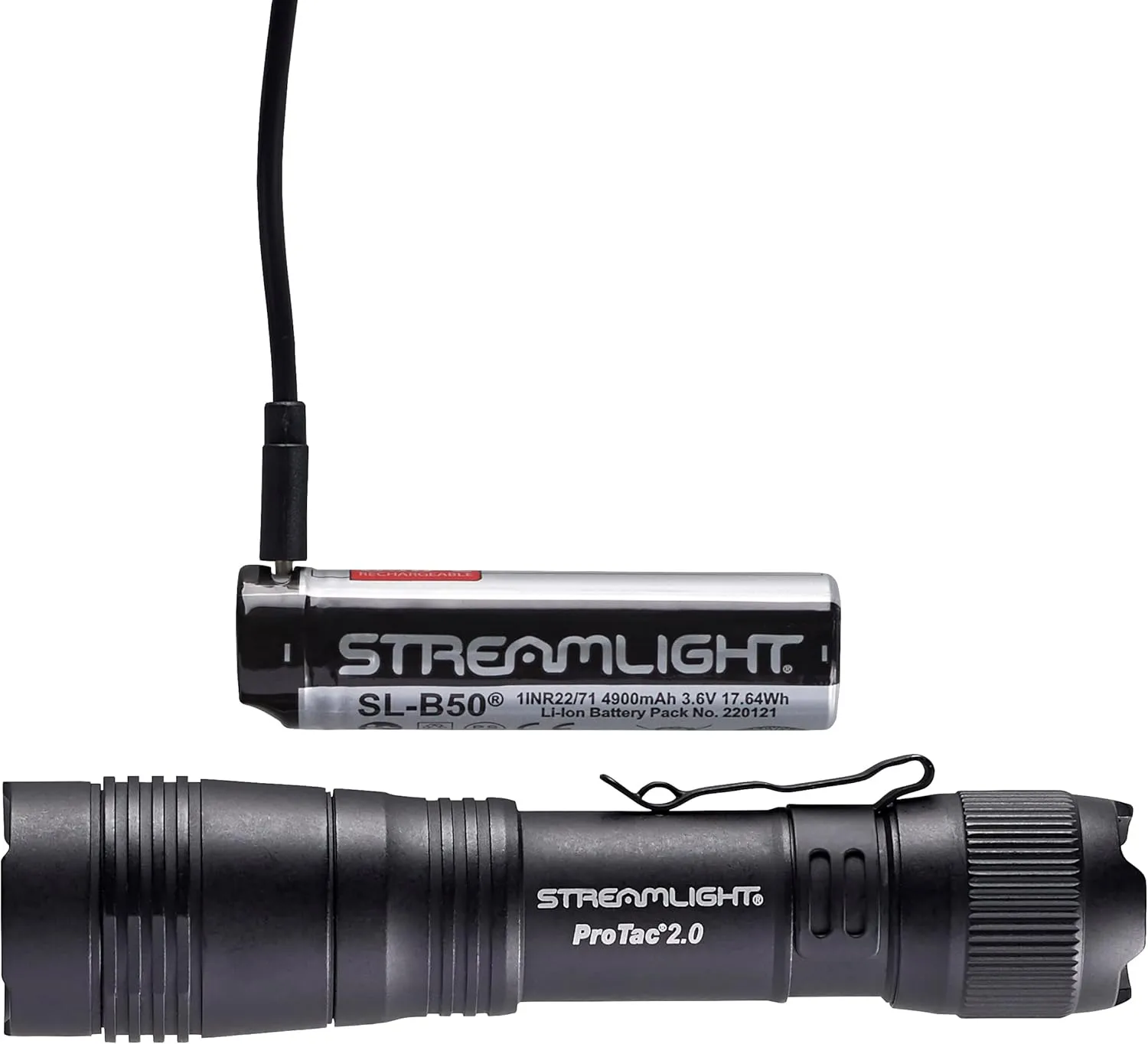 Streamlight 89000 ProTac 2.0 2000-Lumen 17300 Candela Rechargeable Tactical LED Flashlight with USB C Cable, and Holster