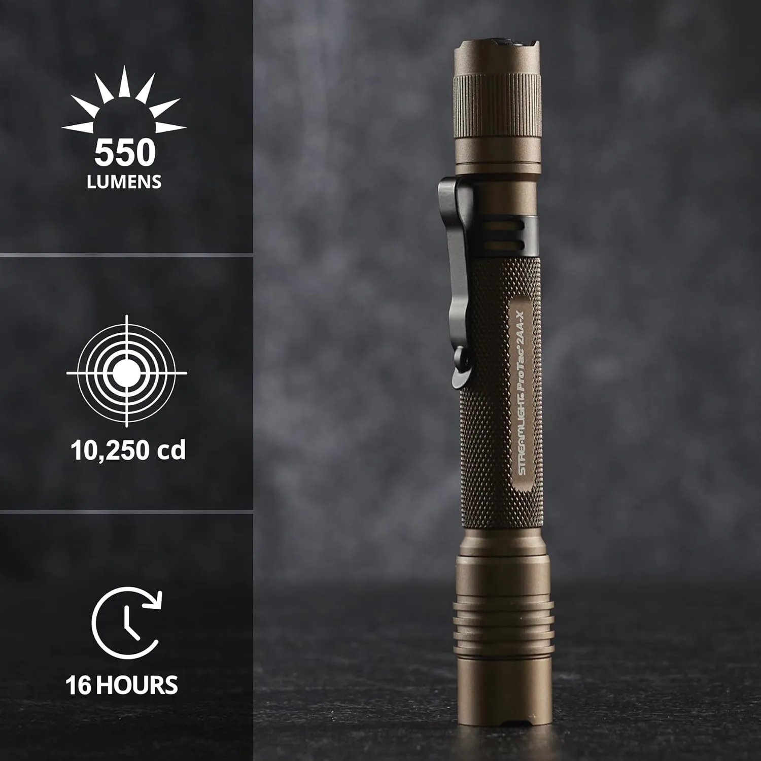 Streamlight 88072 ProTac 2AA-X 270-Lumen Rechargeable Multi-Fuel Personal Carry Tactical Flashlight, Coyote