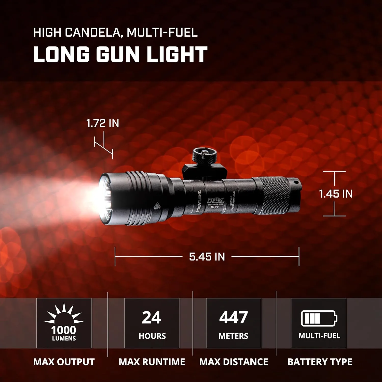 Streamlight 88066 ProTac Rail Mount HL-X 1000-Lumen Multi-Fuel Weapon Light with Remote Switch, Tail Switch, Clips