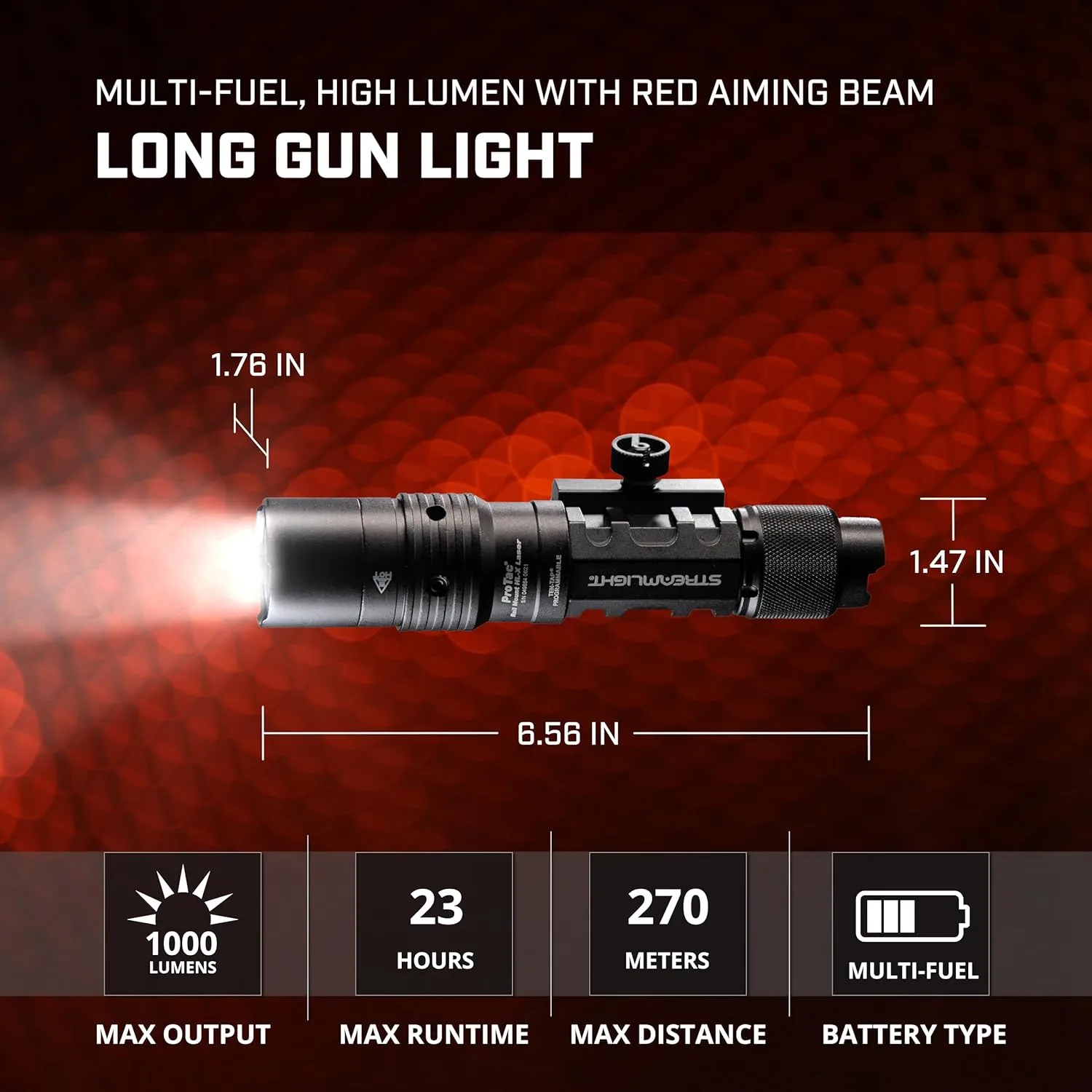 Streamlight 88090 ProTac Rail-Mount HL-X USB 1000-Lumen Rechargeable Multi-Fuel Weapon Light with Integrated Red Aiming Beam
