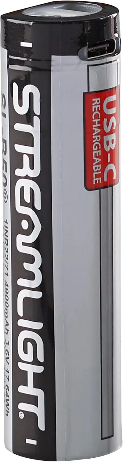 Streamlight 22111 SL-B50 Protected Lithium-Ion USB-C Rechargeable Battery with Integrated Charge Port, 1-Pack