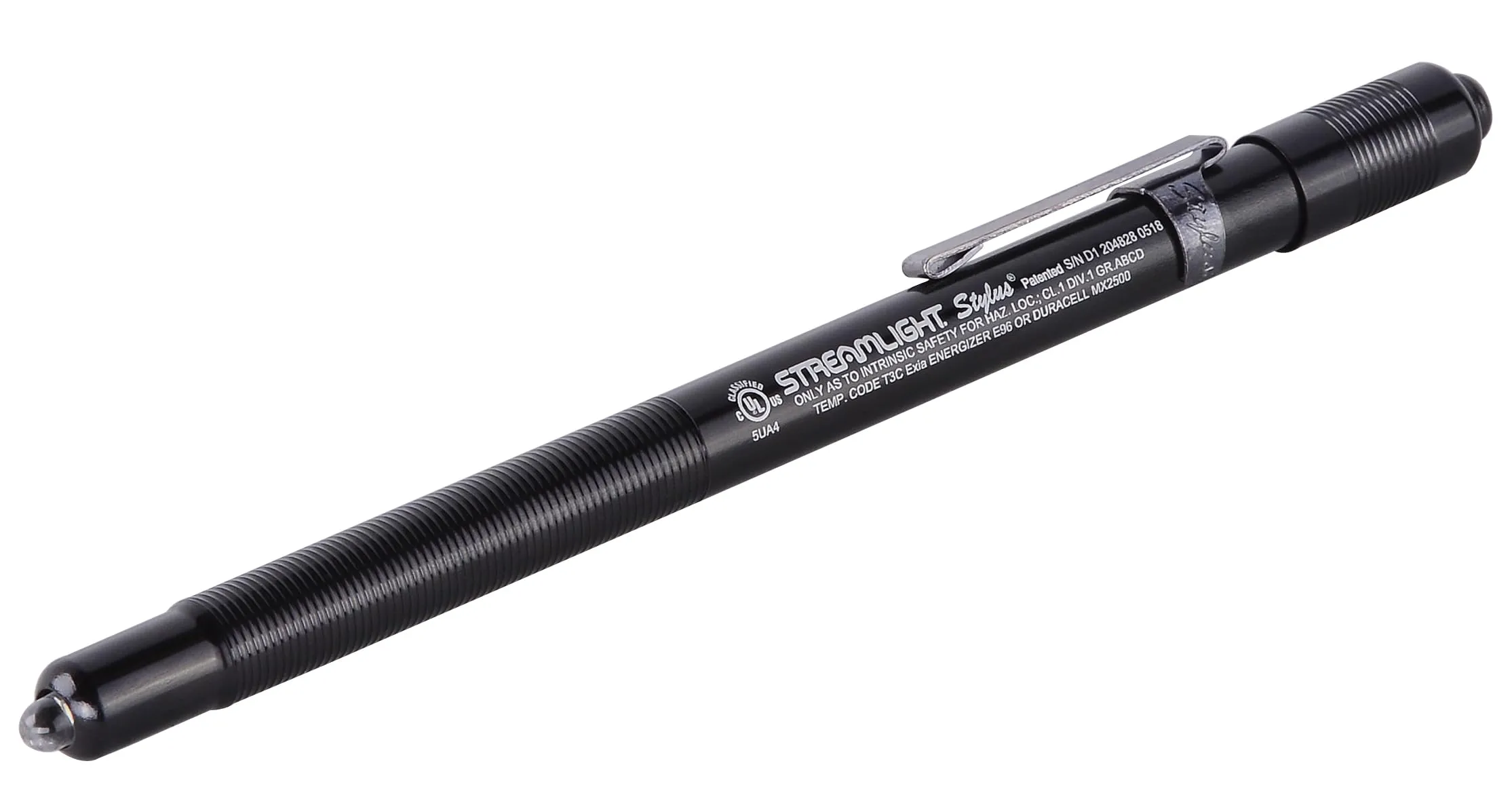 Streamlight 65058 Stylus 11-Lumen UL Listed White LED Pen Light with 3 AAAA Batteries, Black 4-Inch