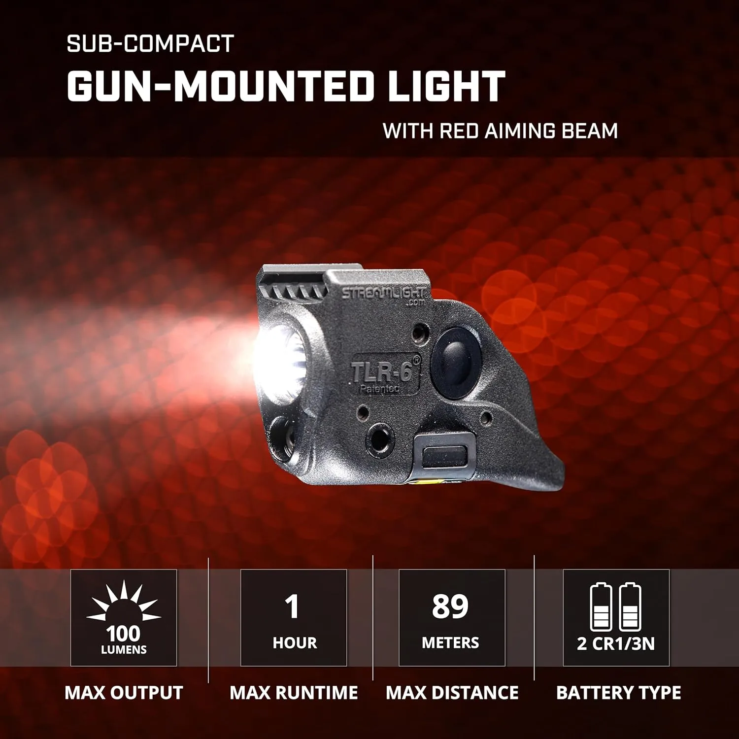 Streamlight 69293 TLR-6 100-Lumen Tactical Weapon Light with Integrated Red Aiming Laser Designed Exclusively and Solely