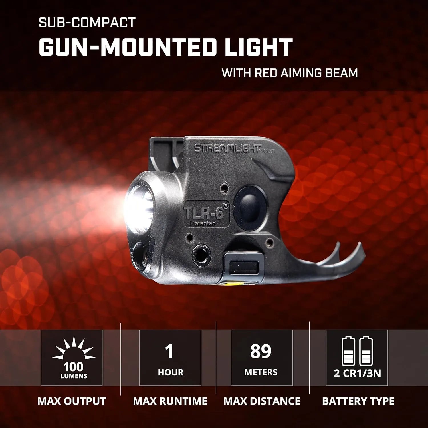 Streamlight 69276 TLR-6 100-Lumen Tactical Weapon Light with Integrated Red Aiming Laser Designed Exclusively and Solely
