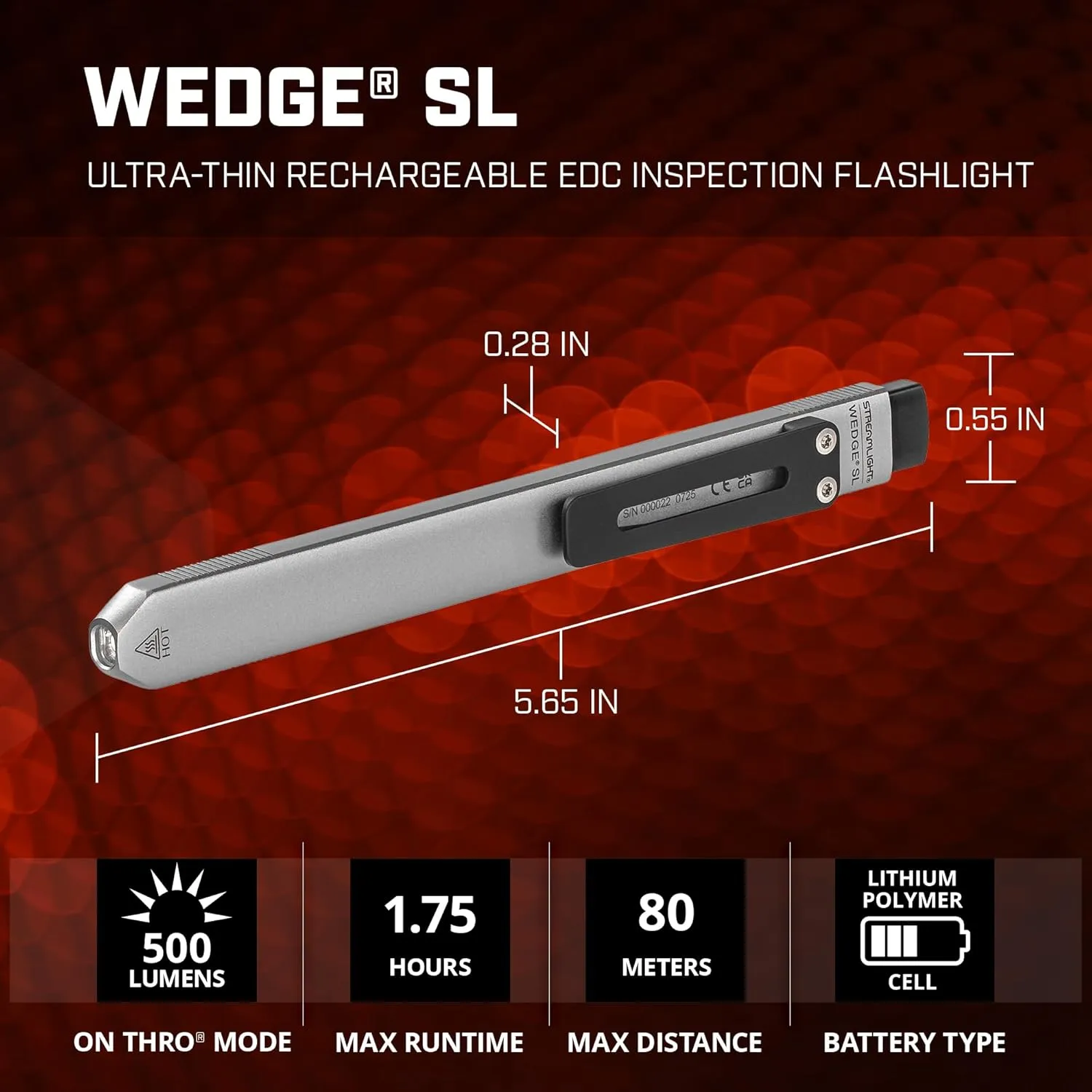 STREAMLIGHT Wedge SL Rechargeable Ultra-Thin LED Flashlight