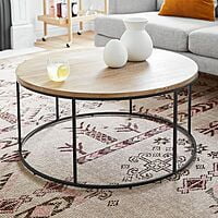 LINEA METAL AND SOLID WOOD ROUND COFFEE TABLE LINEA METAL AND SOLID WOOD ROUND COFFEE TABLE