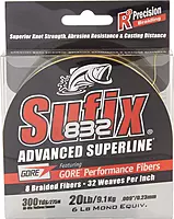 Sufix 832 Advanced Superline Braid, Hi-Vis Yellow, 20-Pound/300-Yard Spool (660-120Y)