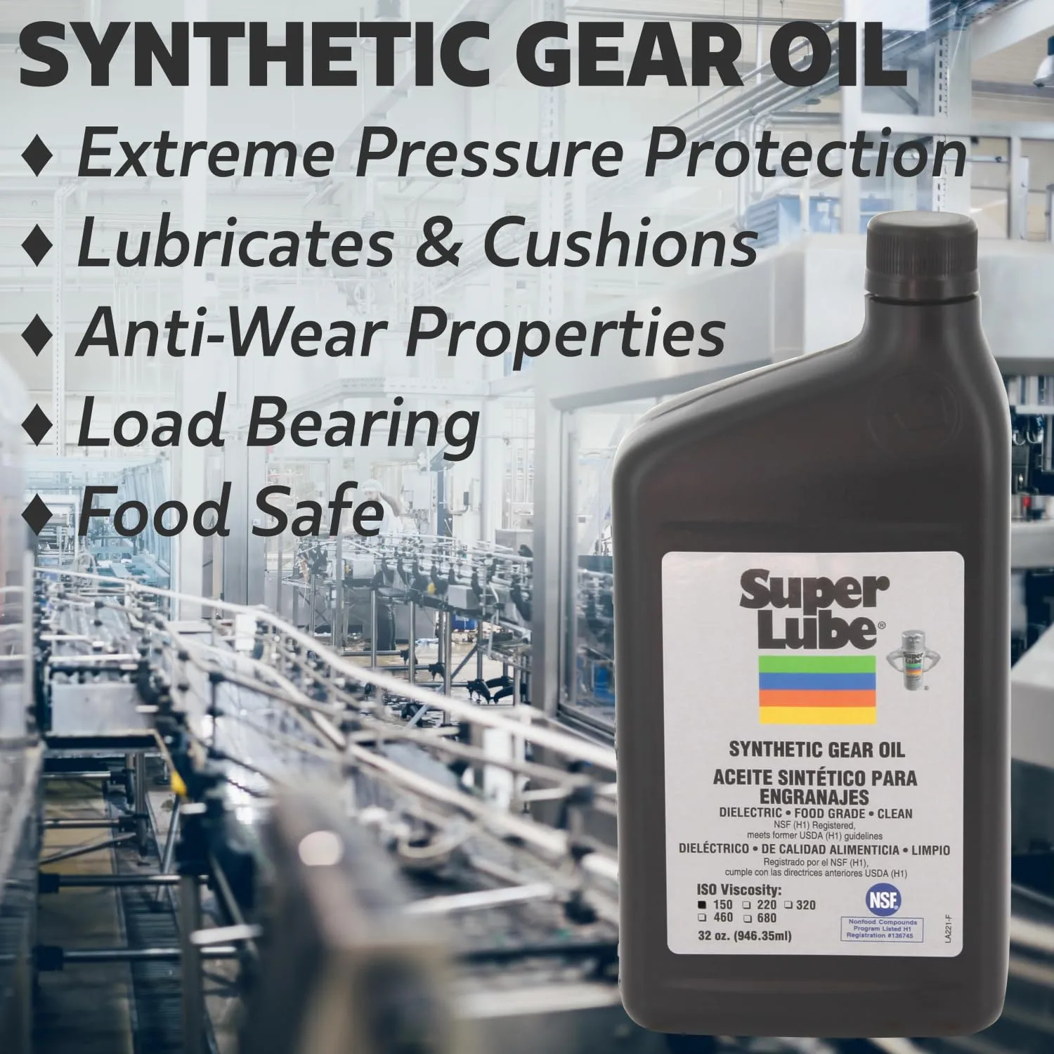 SUPER LUBE Synthetic Gear Oil (NSF H1 Food-Grade)
