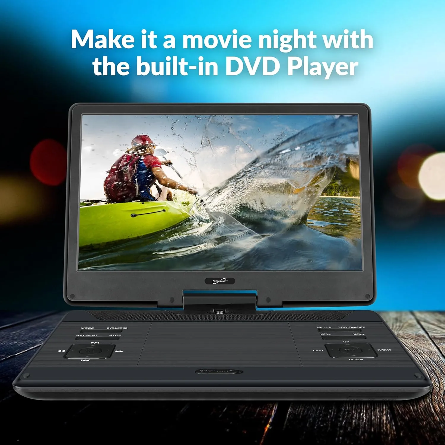 Supersonic SC-2514 14" Portable DVD Player with 270° Swivel LED