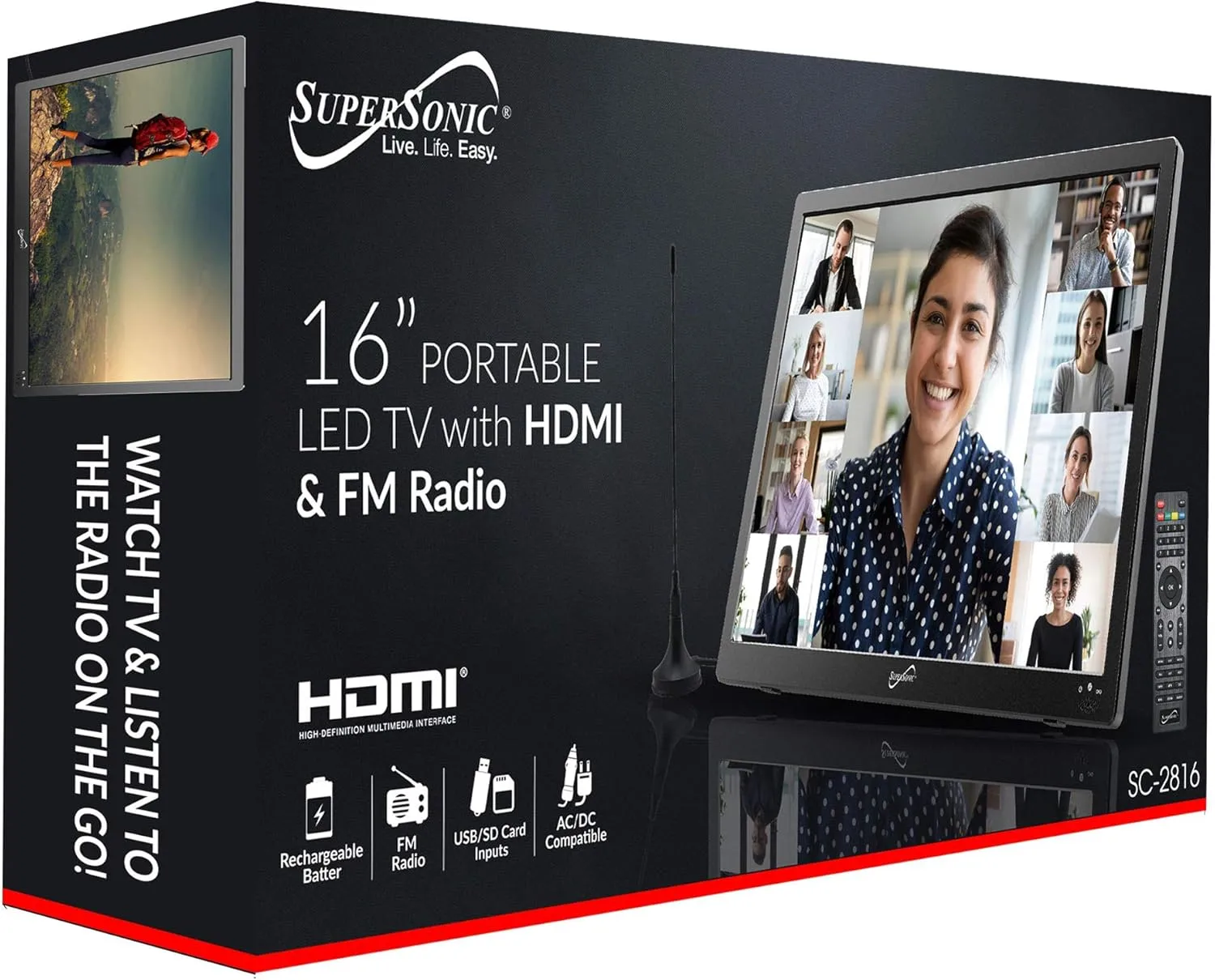 Supersonic Portable LED TV with Digital Tuner & Rechargeable Battery
