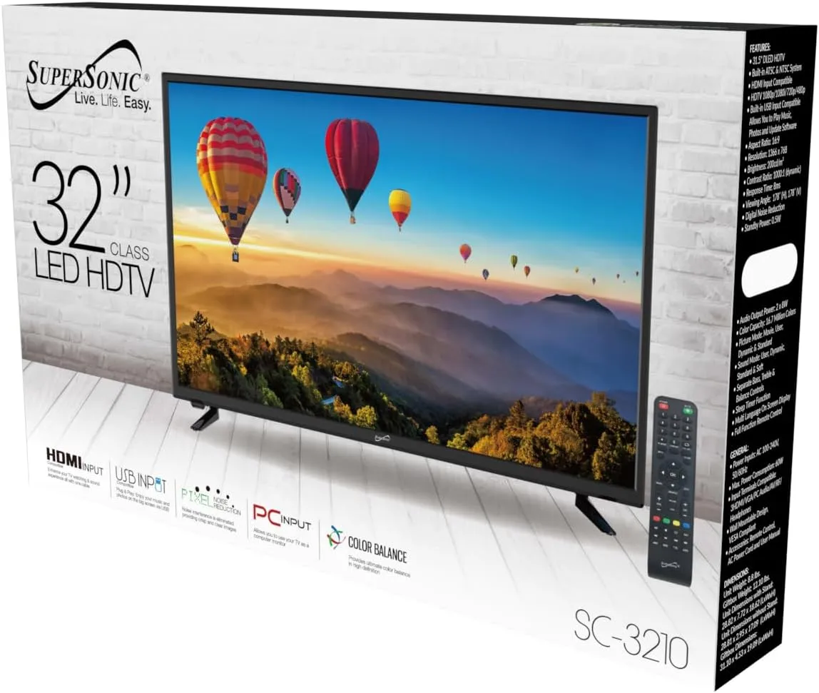 SUPERSONIC LED HDTV with HDMI and USB