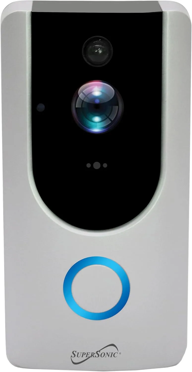Supersonic SC-5000VD Smart WiFi Doorbell Camera, with 1080P HD Video Recording, Voice Call Intercom, Infrared Night Vision, Remote Monitor, Intercom, Trigger, Built-in SD Card, No Wire Connection