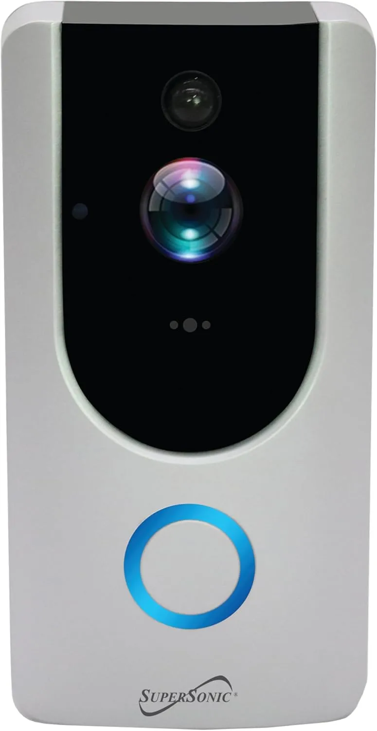 Supersonic SC-5000VD Smart WiFi Doorbell Camera, with 1080P HD Video Recording, Voice Call Intercom, Infrared Night Vision, Remote Monitor, Intercom, Trigger, Built-in SD Card, No Wire Connection