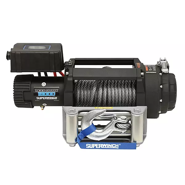 Superwinch Tiger Shark 1518000 18000lb 12V DC Winch with Roller Fairlead & 80' Rope