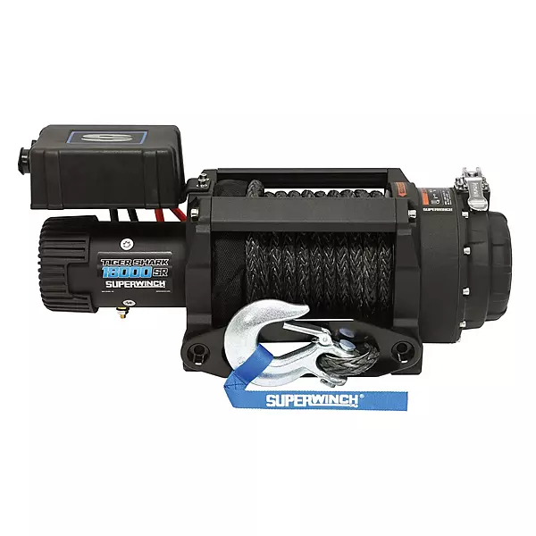 SUPERWINCH 1518001 Tiger Shark 18000SR 12V DC Winch 18,000lb Single Line Pull with Hawse Fairlead