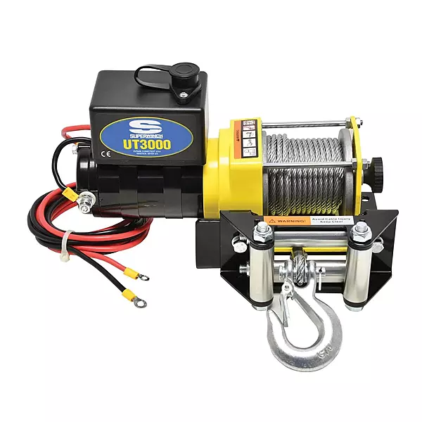 Superwinch 1331200 UT3000, 12 VDC winch, 3,000lb/1360 kg with mount plate, Roller Fairlead & 12' remote