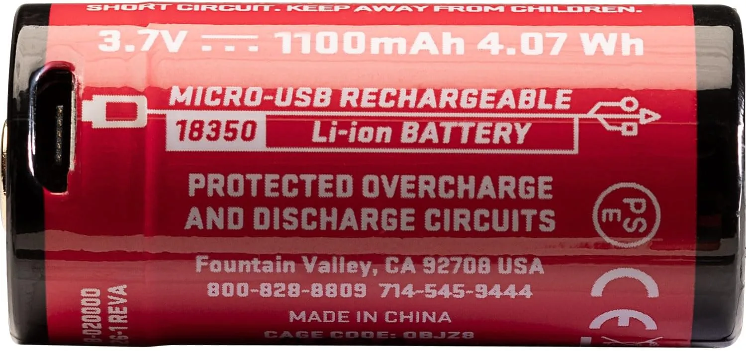 SureFire SF18350 Micro USB Lithium-Ion Rechargeable Battery
