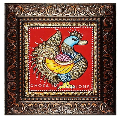 Royal Swan Tanjore Miniature Painting - 5x5 inches