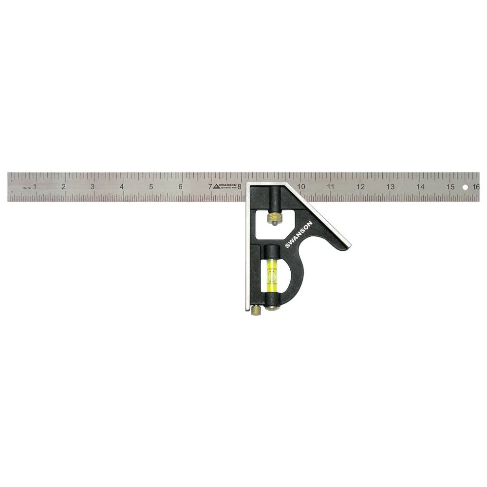 SWANSON TOOLS Combination Square with Die-Cast Zinc Body and Stainless Steel Rule