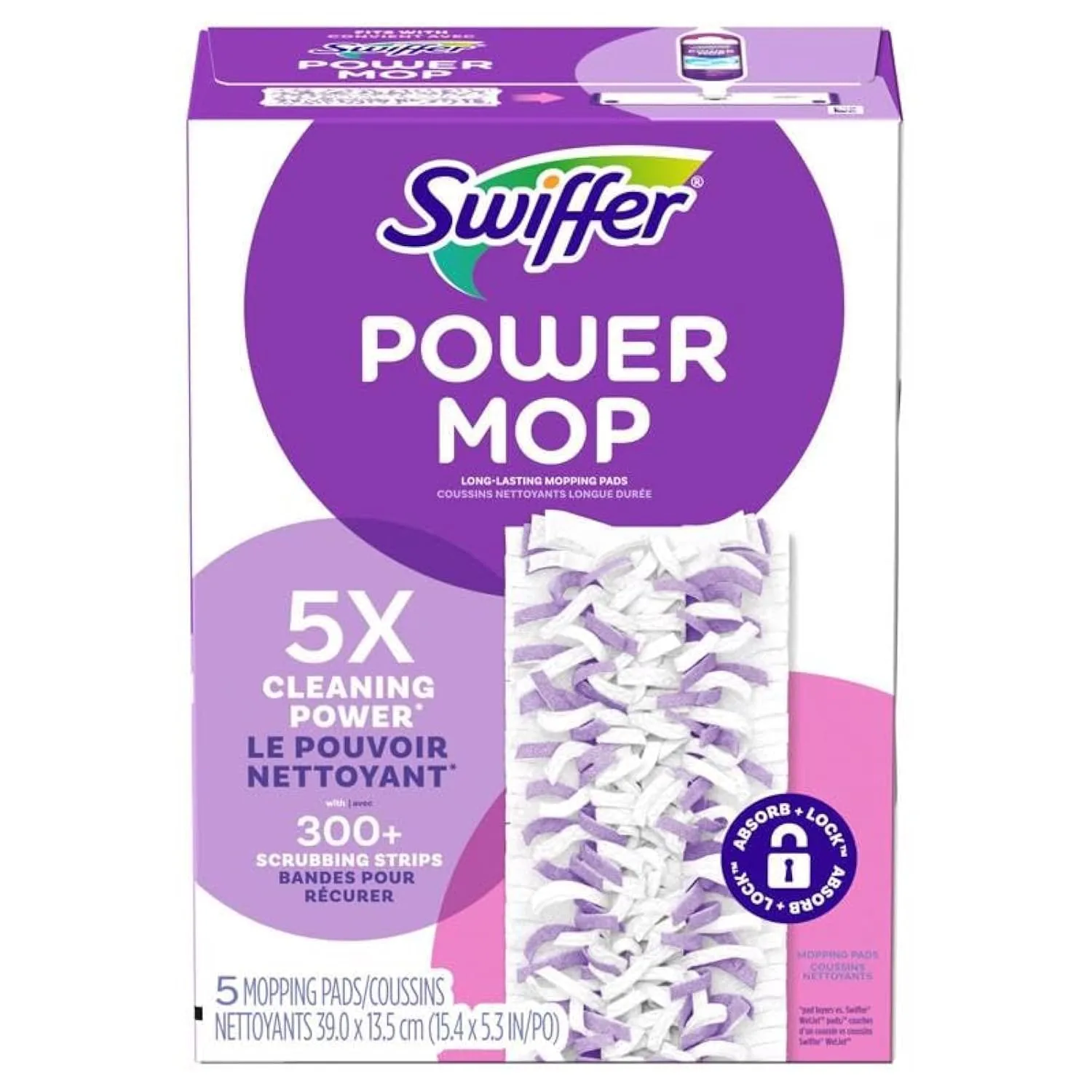 Procter & Gamble Swiffer PowerMop Multi-Surface Mopping Pad Refills, 5 Count Mop Heads One Size