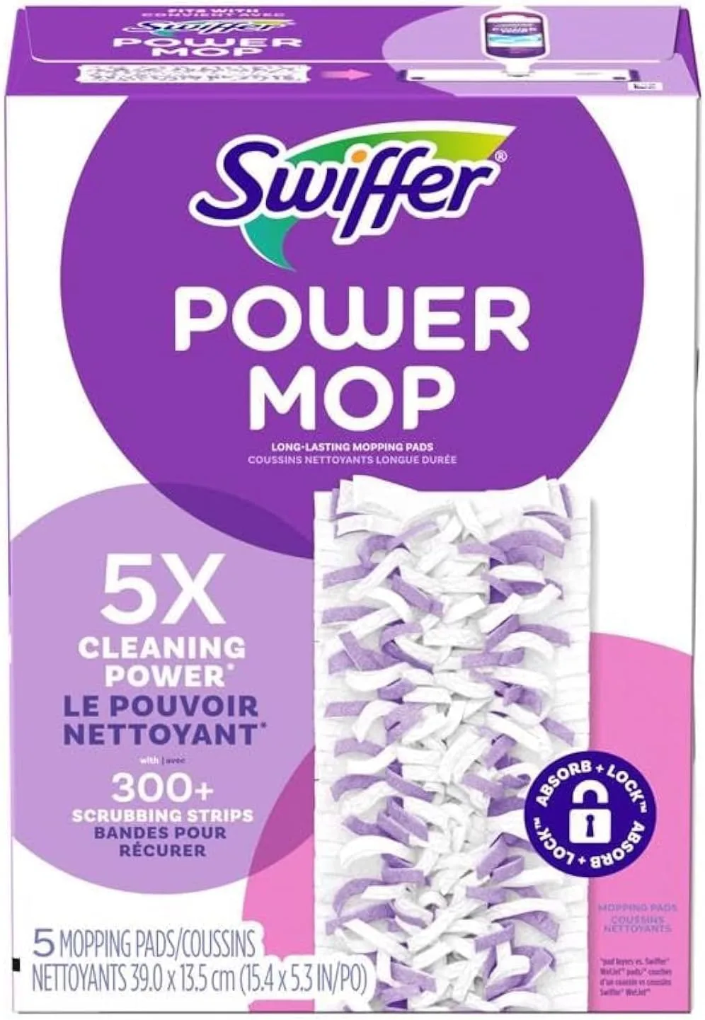 Procter & Gamble Swiffer PowerMop Multi-Surface Mopping Pad Refills, 5 Count Mop Heads One Size