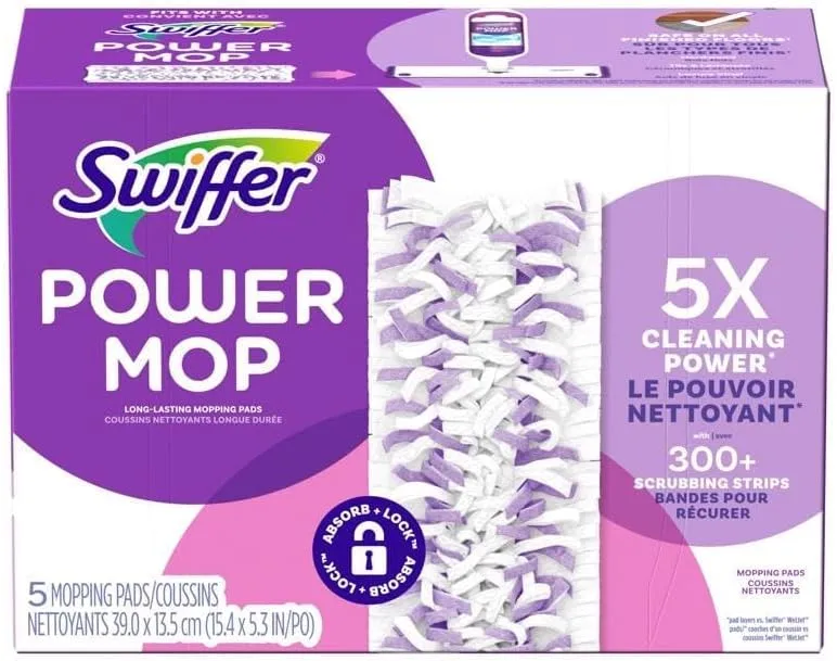Procter & Gamble Swiffer PowerMop Multi-Surface Mopping Pad Refills, 5 Count Mop Heads One Size