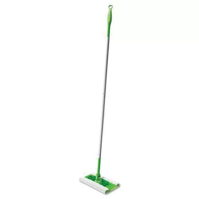 Swiffer Sweeper Mop, 10 X 4.8 White Cloth Head, 46" Green/Silver Aluminum/Plastic Handle