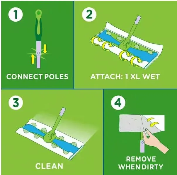 Swiffer Sweeper XL Wet Mopping Pads, White, Pack Of 12 Pads