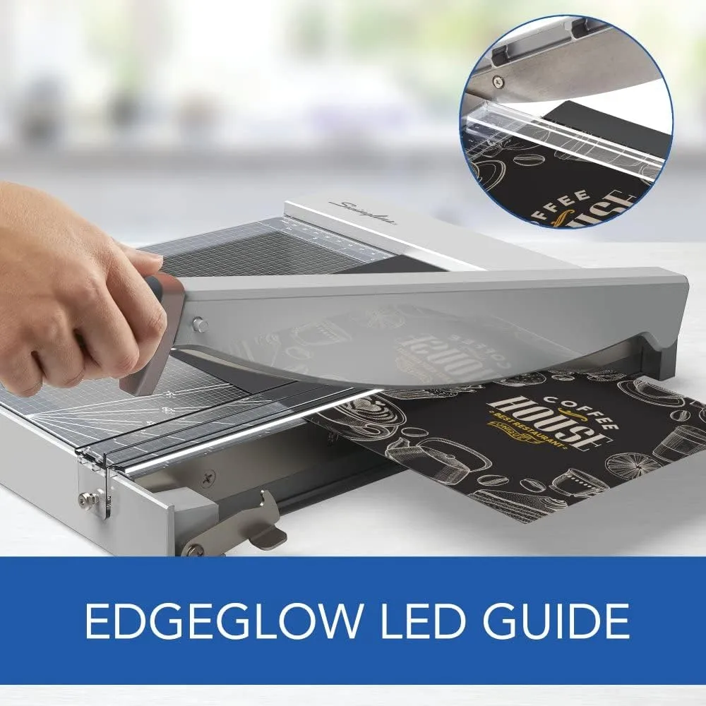 Swingline Paper Cutter, Guillotine Trimmer with EdgeGlow LED Cut Guide and Tempered Glass Surface, 12" Cut Length, 25 Sheet Capacity, ClassicCut 1225G (G7010005)