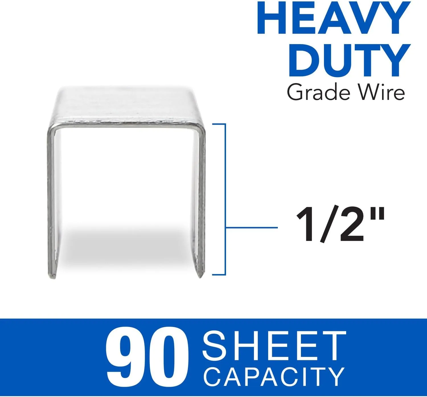 Swingline Staples, Heavy Duty, 1/2 in Length, 90 Sheet Capacity, 100/Strip, 1000/Box (35312)
