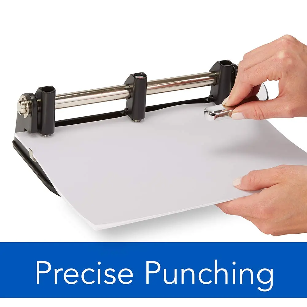 Swingline Heavy Duty Adjustable 2-7 Hole Punch, 40-Sheet Capacity, Chrome/Black/Woodgrain