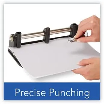 Swingline Heavy Duty Adjustable 2-7 Hole Punch, 40-Sheet Capacity, Chrome/Black/Woodgrain