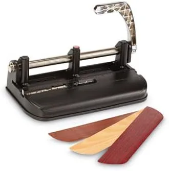 Swingline Heavy Duty Adjustable 2-7 Hole Punch, 40-Sheet Capacity, Chrome/Black/Woodgrain
