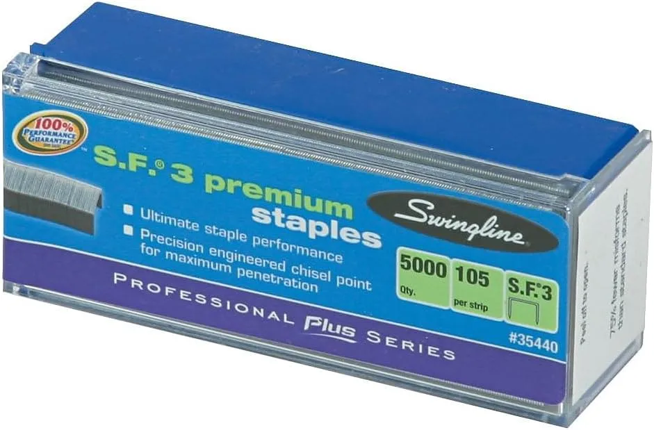 Swingline S.F. 3 Premium Staples, 1/4" Leg, 105/Strip, 5000/Box (S7035440)