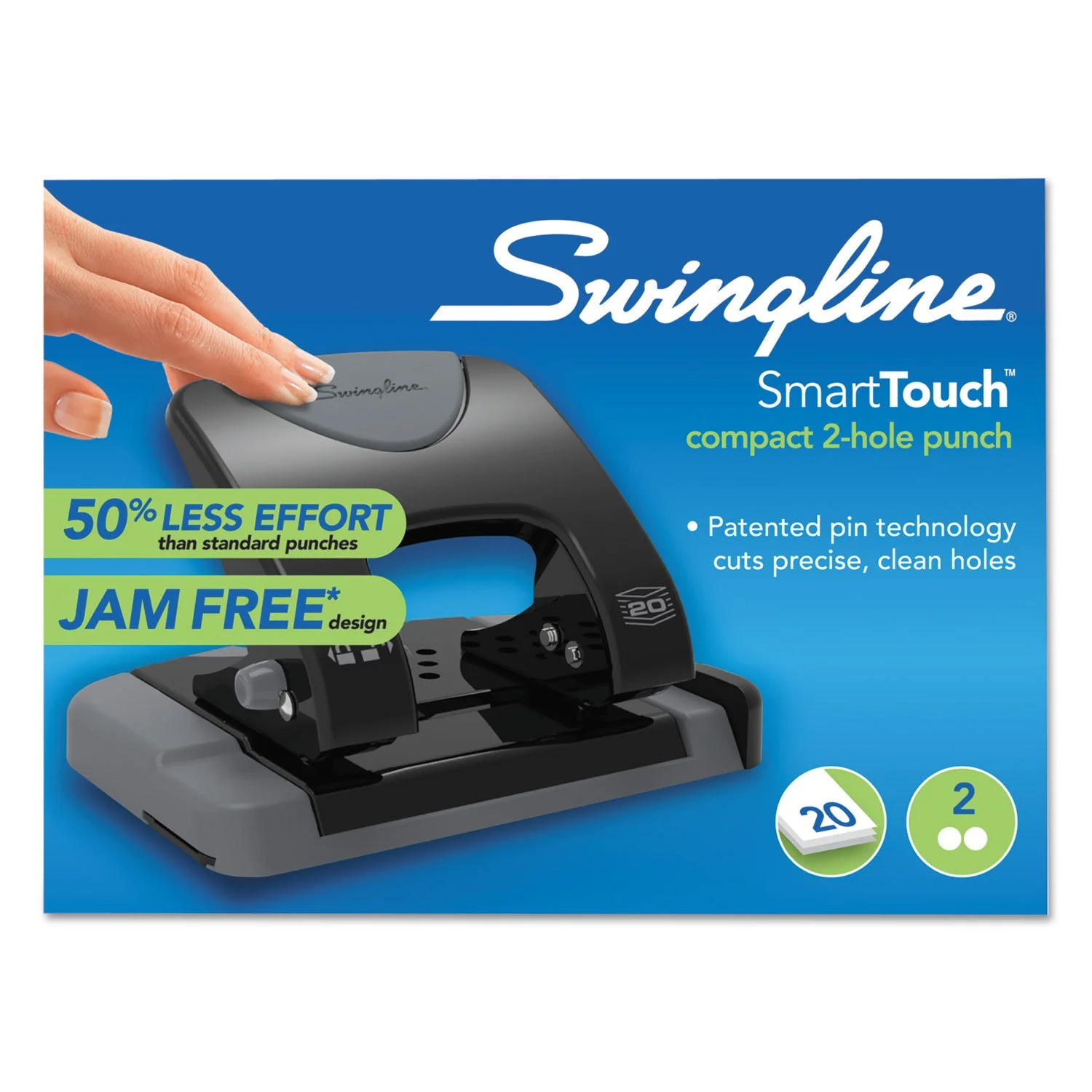 SWINGLINE 2-Hole Punch, Low-Force Metal Construction