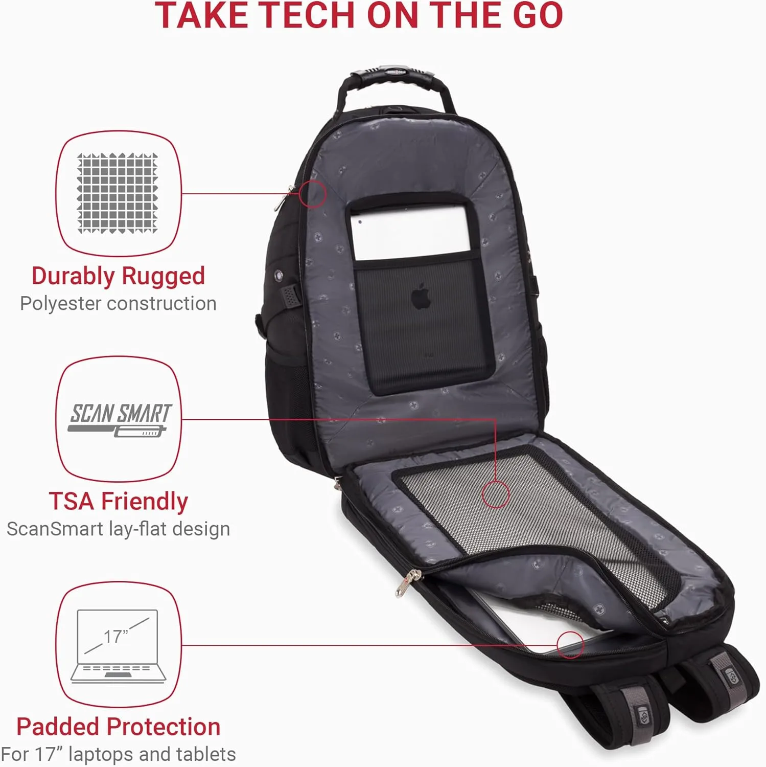 SwissGear 1900 Scansmart TSA 17 Laptop Backpack, Black, 19-Inch