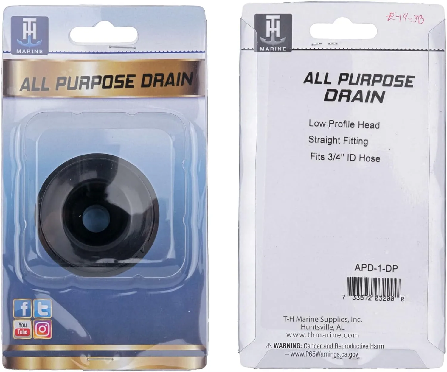 T-H Marine APD-1-DP All Purpose Drains/Hatch Drains