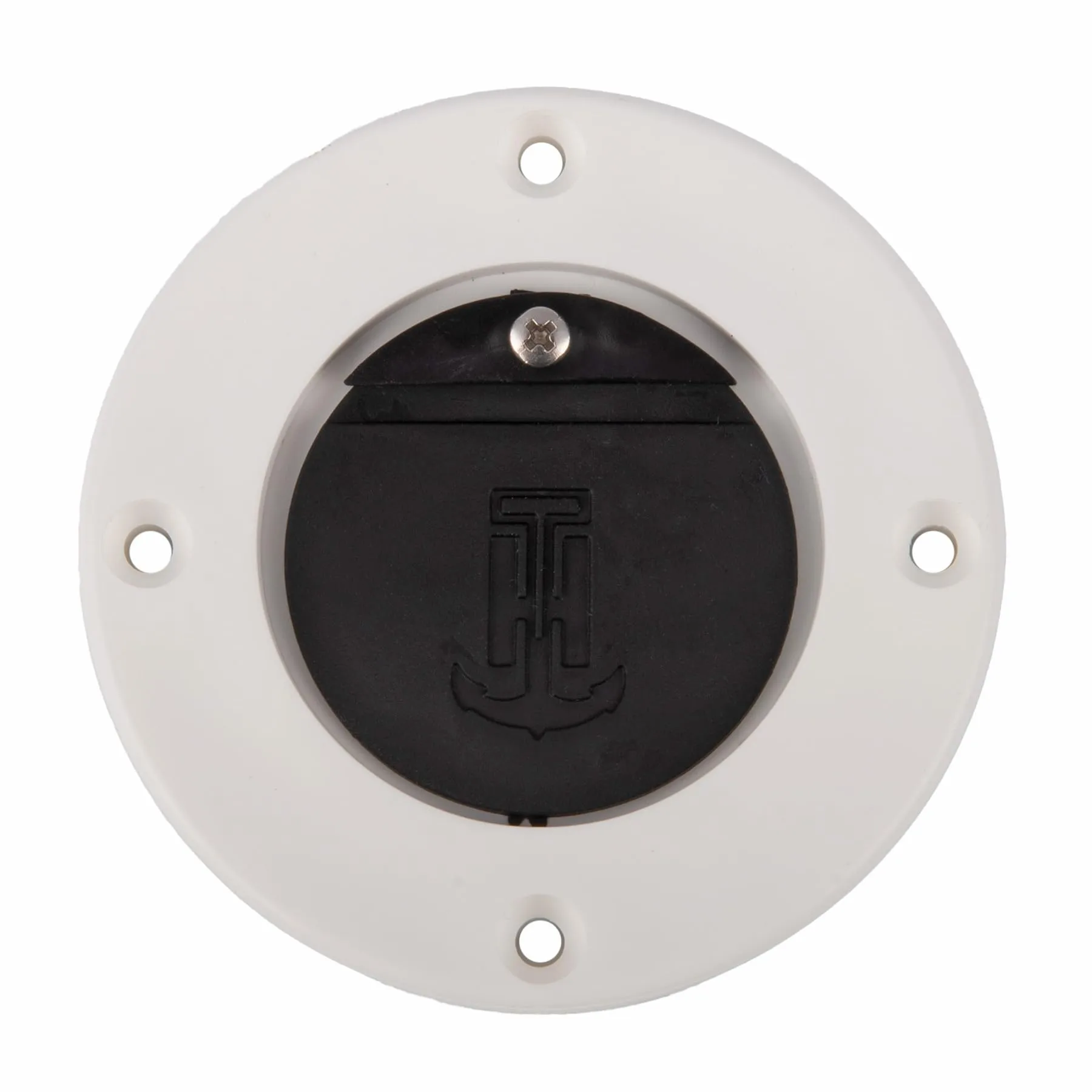 T-H Marine Flush Mount Scupper Valve Assembly, White Frame/Black Flapper