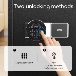 DELI ET587 FIREPROOF DIGITAL WITH KEY SAFE - H42xW38xD30cm