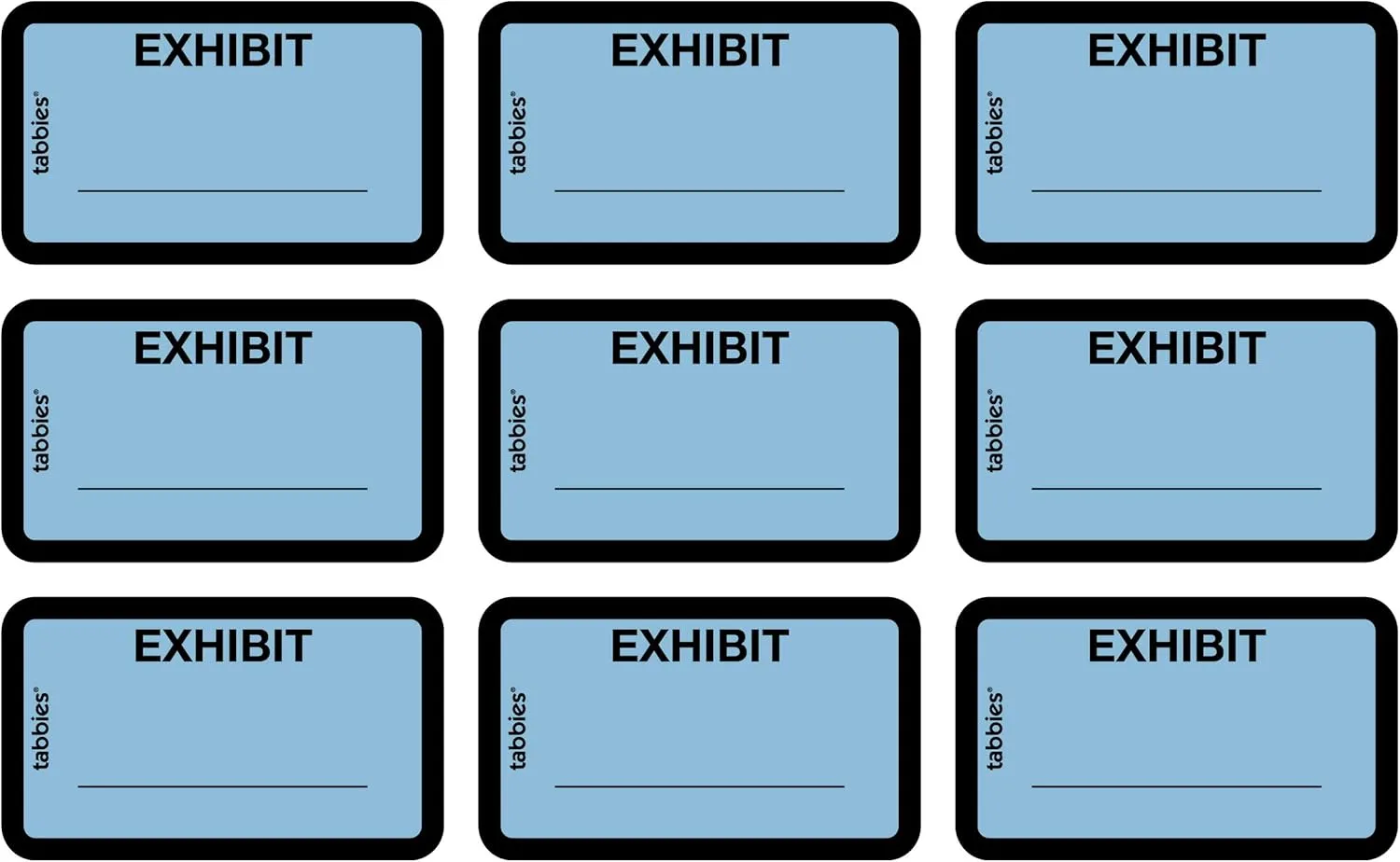 Tabbies Color-coded Legal Exhibit Labels, TAB58091, 1 5/8inW x 1inL, Blue, Pack Of 252