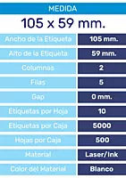 ML ETI.AUT. SIN IMP. 105x59 LASER 1B. Cx5000